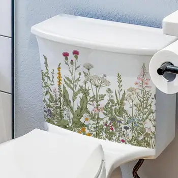 Наклейки на сиденье унитаза с цветами и стрекозой, наклейки на крышку сиденья унитаза в ванной, наклейки из ПВХ, съемный самоклеящийся декор