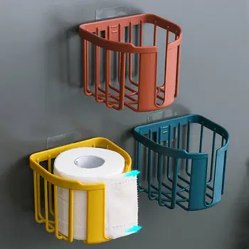 Настенный держатель для туалетной бумаги ABS Круглая коробка для самоклеящихся салфеток без перфорации, Полка для хранения кухонных принадлежностей для ванной комнаты, Товары для дома