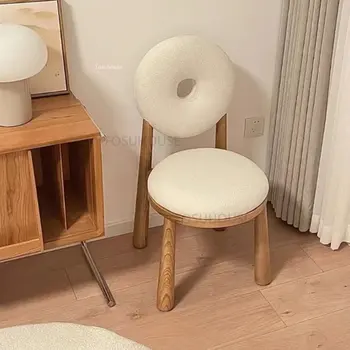 Обеденный стул из скандинавского кашемира для домашней мебели, обеденный стул для ресторана, пончик, креативная дизайнерская спинка, стулья для спальни