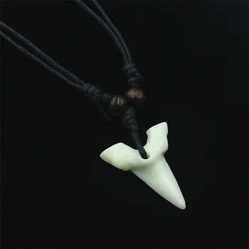 Ожерелье с зубами акулы, мужские и женские бусы из кости, имитация резного дерева, ожерелье-слинг, цепочка для свитера.