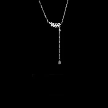 Ожерелье с кисточкой в виде листьев, простой и роскошный Маленький подарок для девушки, посеребренный