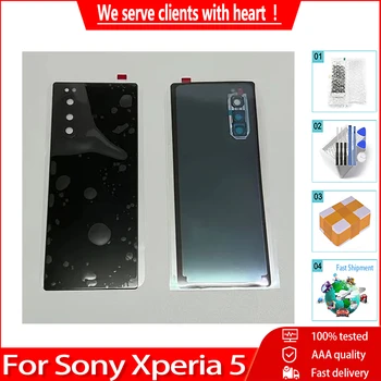 Оригинал для Sony Xperia 5, задняя крышка батарейного отсека, стеклянный корпус, корпус задней двери с запасными частями для объектива