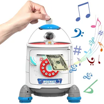 Пароль Rocket Piggy Bank Сэкономьте деньги для детей, понарошку играйте в электронную копилку для монет, копилку Kawaii Kids, игрушку для детей, подарок для детей
