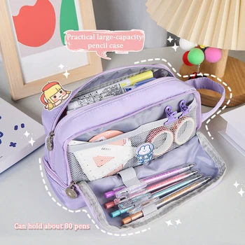 Пенал большой емкости Kawaii Двухслойная сумка для ручек Ins Корейская канцелярская сумка для карандашей Back to School Принадлежности для студентов