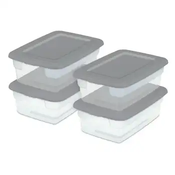 Пластиковый Ящик для хранения на Галлон, Серый и прозрачный, на 16 литров