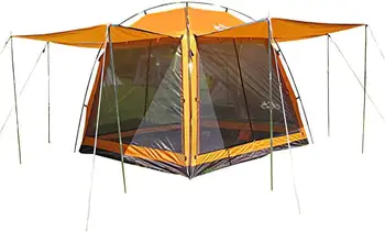Походная палатка с полом 4 сезона, 8x8 футов, крупноячеистое укрытие для помещений, навес для беседки на открытом воздухе, Внешние столбы Исключены, Оранжевый Струйный кипяток