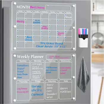 Прозрачный акриловый Магнитный Календарь для холодильника, доска для сухого стирания, Акриловая доска для холодильника, Планировщик, Доска для расписания, список дел