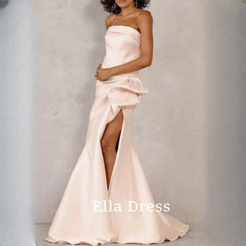 Простое свадебное платье Ella без бретелек с коротким рукавом, свадебное платье со складкой сзади, молния, платье Русалки, вечерние платья, женские бальные платья