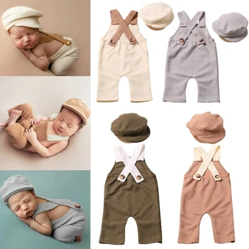 Реквизит для фотосессии новорожденных, шляпа и штаны, детская форма 90-х, косплей, костюм для позирования 066B
