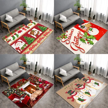 Рождественское украшение дома, коврик для пола, Санта-Клаус, ковер в виде снеговика, современный диван, стол, украшение гостиной, моющийся ковер