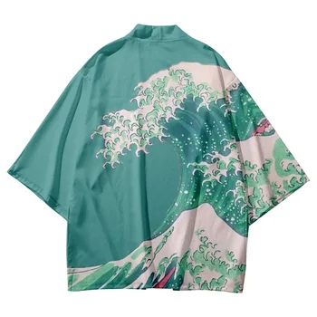 Рубашка для косплея самурая из японского аниме, модная блузка для взрослых с коротким рукавом, летняя повседневная одежда с принтом, повседневное кимоно Унисекс, уличная одежда