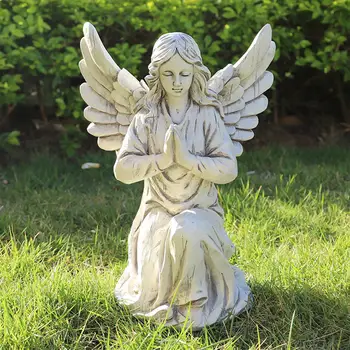 Садовая статуя ангела для наружного декора со смоляным орнаментом для газона на крыльце снаружи