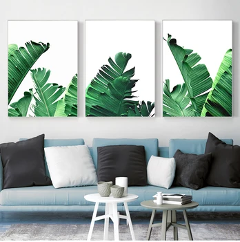 Свежая зеленая Монстера, Алоэ, пальмовый лист, настенное искусство, холст, тропические плакаты на скандинавскую тему и принты, настенные панно для гостиной