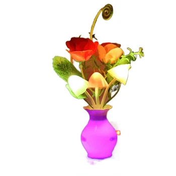 Светодиодная сиреневая ночная лампа, красочная розовая грибовидная лампа, романтическое сиреневое ночное освещение для домашнего художественного декора, штепсельная вилка США / ЕС