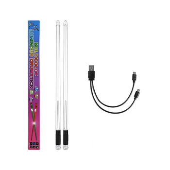 Светодиодные Светоизлучающие барабанные палочки 15 цветов Градиент USB Перезаряжаемые + переключатель Электронные барабанные палочки для сцены