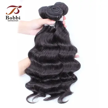 Свободные пучки человеческих волос Remy глубокой волны для наращивания 10-26 дюймов Натурального черного цвета Bobbi Collection