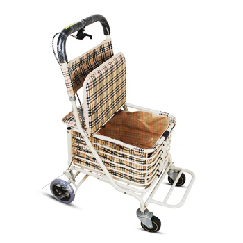 Тележка с педалью для сидения, корзина для покупок со стулом, складная тележка для покупок для пожилых людей, чтобы купить овощи, тележка для багажа