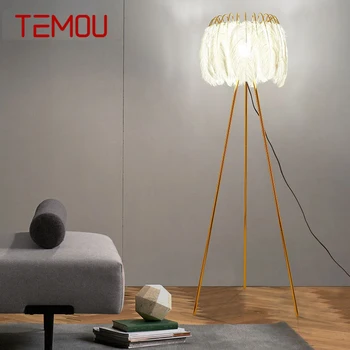 Торшер TEMOU в скандинавском стиле с перьями, современное Искусство, семейная гостиная, спальня, Креативный светодиодный декоративный светильник
