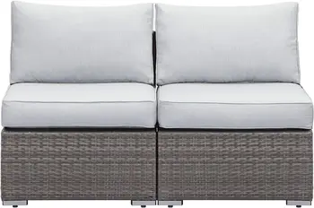 Уличный диван без подлокотников Wisteria Lane из 2 предметов, уличная плетеная секционная мебель с подушкой, дополнительные диванчики для влюбленных