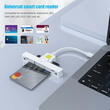 Устройство чтения карт общего доступа USB2.0 / Type-C, портативное устройство чтения чиповых карт, складное устройство чтения CAC, совместимое с Windows / Mac OS / Android