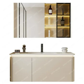 Цельное ведро для умывания, шкаф для ванной комнаты в комбинированном кремовом стиле, столик для ванной комнаты, шкаф для умывания ручной стирки