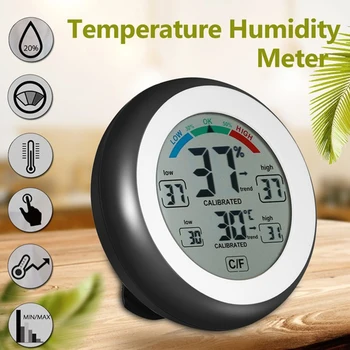 Цифровой Термометр-Гигрометр Бытовой ЖК-Дисплей С Сенсорным Экраном, Измеритель Температуры И Влажности для Домашней Автомобильной Метеостанции