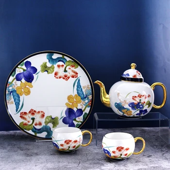 Чайный сервиз с подносом, свадебный подарок для дома и сада, костяной фарфор, Европейский набор чайников, керамика, Английский послеобеденный чай, чайный сервиз на подносе