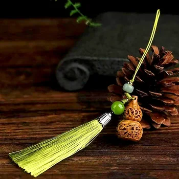 1шт винтажного зеленого сандалового дерева в китайском стиле, подвеска-саше с лотосом, цепочка для мобильного телефона, ароматные таблетки, Полая сумка для автомобиля
