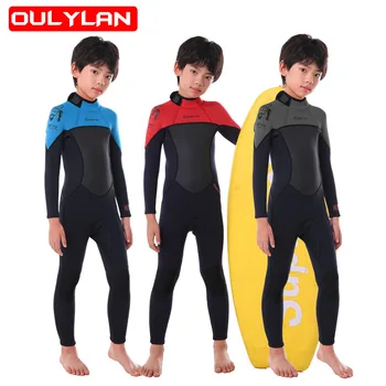2,5 мм Купальник для девочек и мальчиков, Неопреновый гидрокостюм для серфинга, Подводный костюм для свободного плавания с длинными рукавами, Купальники для подводного плавания, Детский набор для купания
