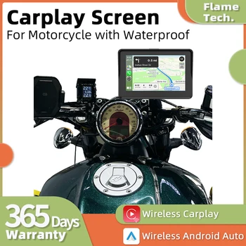 5-дюймовый дисплей для мотоцикла, беспроводной Apple Carplay Android Auto, IPX7, Водонепроницаемая Мультимедийная навигация, GPS, IPS-экран, Wifi, BT, FM