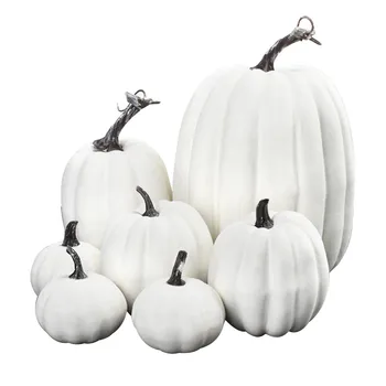 7 Шт. искусственных ассорти белых маленьких тыкв-поддельные мини-тыквы из пенопласта, украшение из овощей на Хэллоуин, День Благодарения
