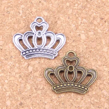 72шт Подвески Императорская Королевская корона 22x18 мм Антикварные подвески, старинные тибетские серебряные ювелирные изделия, сделай сам для браслета-ожерелья
