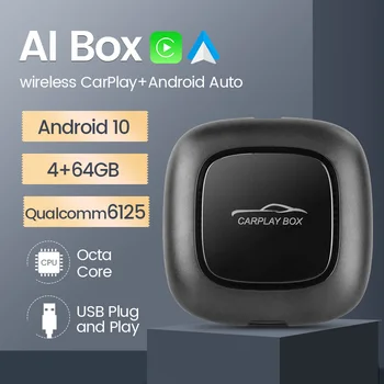 Android Auto Wireless Apple Carplay Ai Box Qualcomm 6125 Универсальная оригинальная коробка для обновления автомагнитолы для Kia VW Ford Benz Hyundai