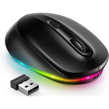 Jomaa RGB 2.4 G Беспроводная Мышь Светодиодная Перезаряжаемая Мышь С Подсветкой для Ноутбука Windows Mac PC Компьютер Mause Gaming Gamer Тихий Щелчок