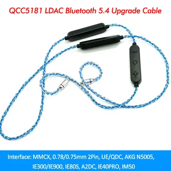 LDAC Беспроводной кабель Bluetooth 5.4 QCC5181 MMCX 2Pin EDX QDC ZSN PRO X ZS10PRO ZVX IE80S Кабель-адаптер для наушников aptX Без потерь HD