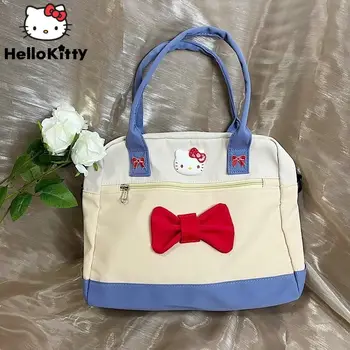 Sanrio Hello Kitty Холст с мультяшным принтом Y2k, ручная сумка через плечо для женщин, сумка-тоут большой емкости для студентов в классе