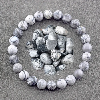 Браслет из бусин из натурального камня Серый Камень Пикассо Браслеты серии для мужчин И женщин Мода Шарм Энергия Эластичные Ювелирные изделия Подарки