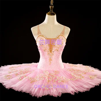 Быстрая доставка Профессиональная высококачественная женская одежда для соревнований, розовые балетные костюмы-пачки для девочек 