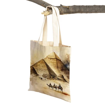 Винтажная Римская сумка для покупок World Building, женские сумки для покупок с двойным принтом, Египет, Турция, городские женские холщовые сумки-тоут