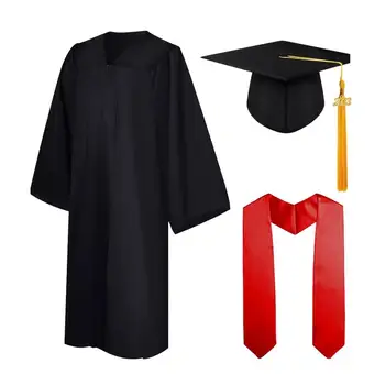 Выпускной халат, шляпа, академический халат, выпускной костюм с кисточкой для церемонии, академическое платье для колледжа и средней школы