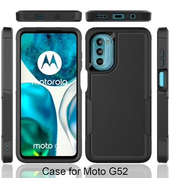 Для Motorola G52 Чехол для телефона, двухслойный резиновый матовый чехол, защитный противоударный сверхпрочный чехол для Moto G52, чехол