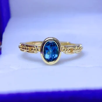 Женское кольцо с натуральным голубым Топазом Ультра-темного цвета из стерлингового серебра 925 пробы, подарок на помолвку, Бесплатная доставка, Жемчужный бутик