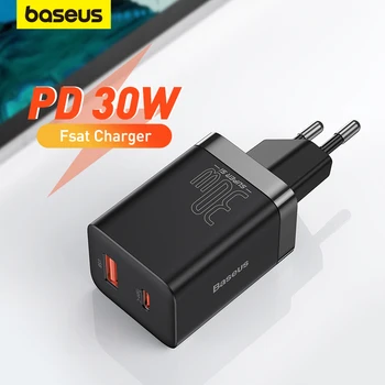 Зарядное устройство Baseus PD 30 Вт USB Type C Быстрое Зарядное Устройство QC3.0 USB C Быстрая Зарядка 3,0 Двухпортовая Зарядка Телефона для iPhone 14 13 X Xs Macbook