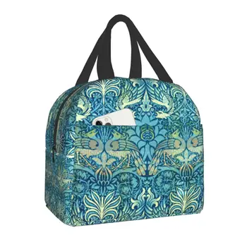 Изолированная сумка для ланча с животным принтом Уильяма Морриса, цветочный Художественный кулер, термос для ланча для женщин, детские школьные Офисные сумки для пикника