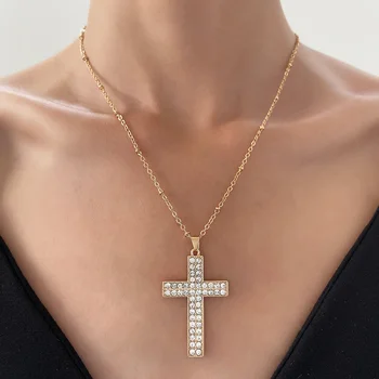 Изысканное ожерелье с подвеской в виде хрустального креста для женщин, Модное ожерелье в стиле хип-хоп с регулируемым циркониевым крестом, Ювелирные Аксессуары, Подарок
