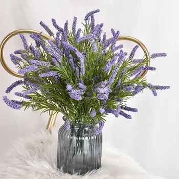 Искусственный цветок, не выцветающий, устойчивый к УЛЬТРАФИОЛЕТОВОМУ излучению Фиолетовый, без обрезки, Лаванда, Имитация цветка для домашнего декора