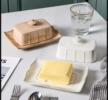 Керамическая посуда Коробка для масла с крышкой Масленка Сырница Обеденная Тарелка Форма для выпечки Димсам Форма для торта Поднос для закусок