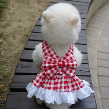 Клетчатый Щенок Летнее Платье Для Собак Модная Одежда Для Собак Одежда Для Маленьких Собак Kawaii Корейская Модная Летняя Милая Юбка Принцессы
