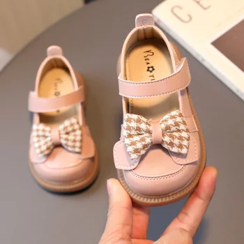 Кожаная обувь для маленьких девочек с мягкой подошвой, весенне-осенняя принцесса, Простая повседневная Универсальная детская модная обувь для первых ходунков