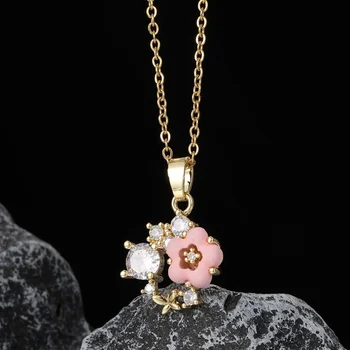 Корейское новое модное Женское универсальное ожерелье с подвеской в виде цветка сливы из титановой стали